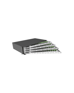 DISTRIBUIDOR INTERNO OPTICO DIO 48 FIBRAS MODULAR ARTICULADO MONTADO COM ADAPTADORES E PIGTAILS SC/APC 19" 2U PR FIBRACEM DGO.00084.01