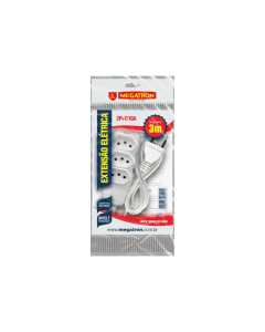 EXTENSÃO ELETRICA PP 3 TOMADAS BIVOLT 10A 3.0 METROS - MEGATRON