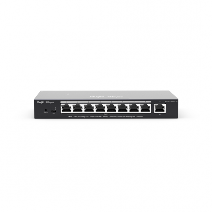 Switch 9 Portas PoE Giga Gerenciável L2 Ruijie Reyee RG-ES209GC-P